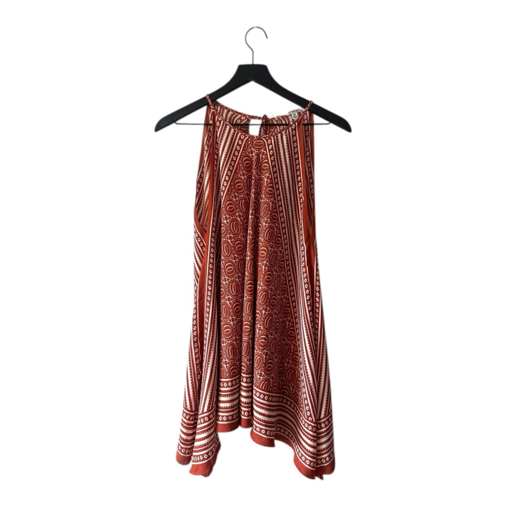 Studio M Boho Print Sleeveless Handkerchief Hem Halter Top Size M